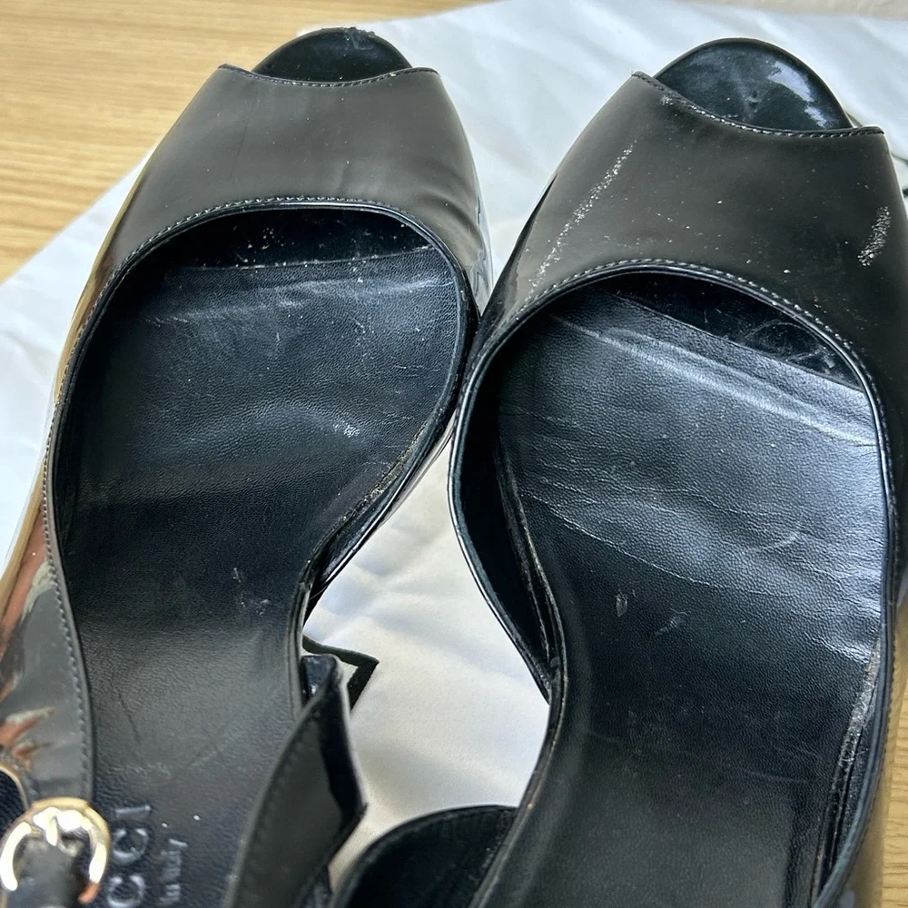 GUCCI Shoes Slingback Peep Toe Wedges - Picture 8 of 13